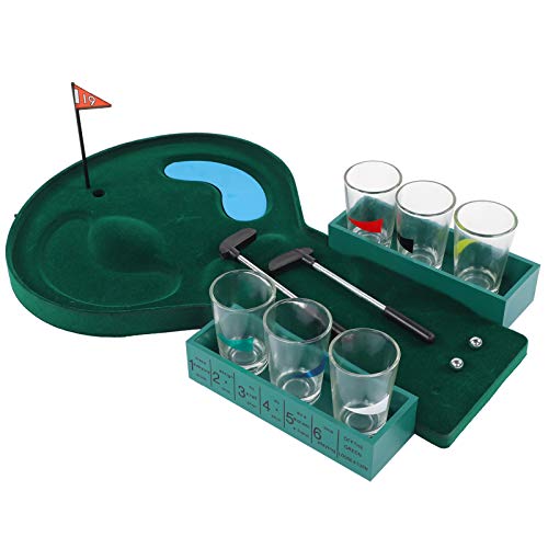 Mini mesa de golf Juego de beber con vaso de chupito Juego de beber con agujero Mini juego de golf para beber para oficina Cocina Escritorio Barra de piso Coche para fiesta en casa
