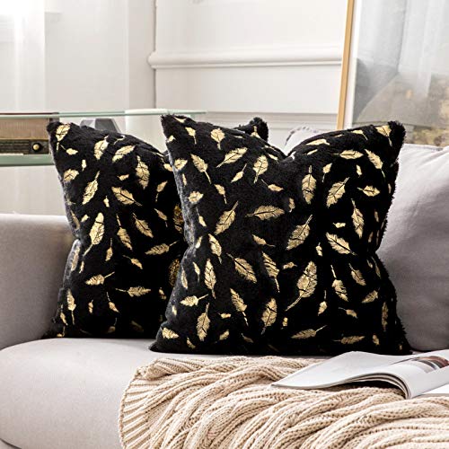MIULEE Funda de Cojine Estampado de Plumas Doradas Funda de Almohada Sofá Throw Cojín Decoración Almohada Caso de la Cubierta Decorativo para Sala de Estar 45x45cm 2 Piezas Negro MIULEE Funda de Cojine Estampado de Plumas Doradas Funda de Almohada Sofá Throw Cojín Decoración Almohada Caso de la Cubierta Decorativo para Sala de Estar 45x45cm 2 Piezas Negro