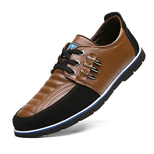 Mocasines Clásicos de Cuero Oxford con Cordones para Hombres Negocios Conducir Informal Zapatillas Deportivas Cómodas 41 EU Marrón,25.5 CM Du Talon aux orteils