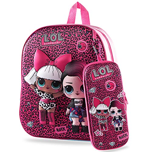 Mochila LOL Niña Preescolar YUESEN 3D Mochila Escolar LOL Surprise Mochilas Escolares Infantiles Ligero Escuela Bolsa Casual Jardín de Infantes Mochilas Escolares Niñas Regalos para niños Ideal