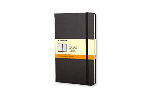 Moleskine - Cuaderno Clásico con Hojas Rayadas, Tapa Dura y Cierre Elástico, Color Negro, Tamaño Pequeño 9 x 14 cm, 192 Hojas