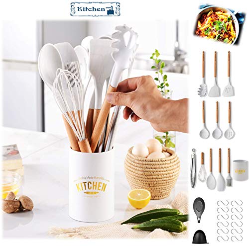 Moogambi 26 Utensilios Cocina Profesionales de Silicona MÁRMOL Blanco y Mango Madera Resistentes al Calor antiadherentes sin BPA no arañan 1 Guante para Horno 1Reposa Cucharas 12 Ganchos Moogambi 26 Utensilios Cocina Profesionales de Silicona MÁRMOL Blanco y Mango Madera Resistentes al Calor antiadherentes sin BPA no arañan 1 Guante para Horno 1Reposa Cucharas 12 Ganchos