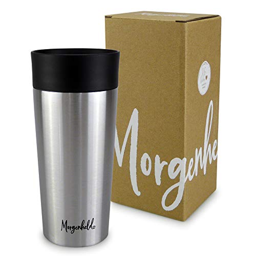 Morgenheld Tu moderno vaso termo para llevar 350ml - taza de café de acero inoxidable duradero - vaso aislante de doble pared - antigoteo seguro