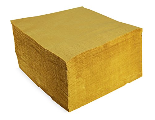 Morigami Servilleta 40x40, 2 capas, pliegue 1/4, 100 servilletas, 2 capas lisa con cenefa, Oro