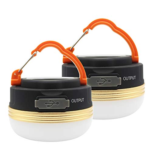 MOSTOP - Paquete de 2 farolillos de luz para Acampar, LED, USB, Recargables, a Prueba de Agua, 3 Modos, Banco de energía, Luces de Tienda para Acampar al Aire Libre, Senderismo, Emergencia MOSTOP - Paquete de 2 farolillos de luz para Acampar, LED, USB, Recargables, a Prueba de Agua, 3 Modos, Banco de energía, Luces de Tienda para Acampar al Aire Libre, Senderismo, Emergencia