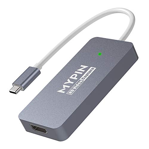 MYPIN USB3.0 Type-C HD Game Video Capture Card HDMI 1080P 60FPS Video Grabador de la Consola de Juegos, videocámara, DSLR a Android/Windows/Mac. Ultra Baja latencia Entrada 4K Compatible.