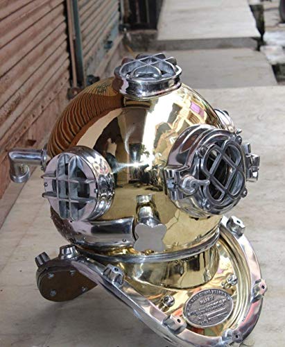 Nautical Replica Hub Casco de buceo de latón antiguo con diseño de escúba profundo de buceo MARK V US NAVY VINTAGE Nautical Replica Hub Casco de buceo de latón antiguo con diseño de escúba profundo de buceo MARK V US NAVY VINTAGE