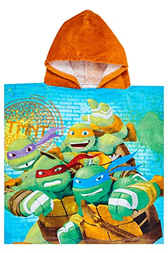 Nickelodeon Toalla de playa con capucha para niños y niñas con diseño de Tortugas Ninja