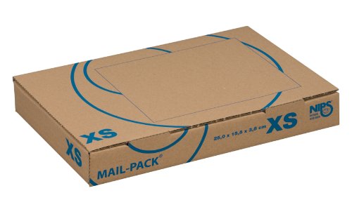 NIPS 141310162 MAIL-PACK BASIC XS - Caja de envío, 250 x 155 x 38 mm, 20 unidades,marrón y azul