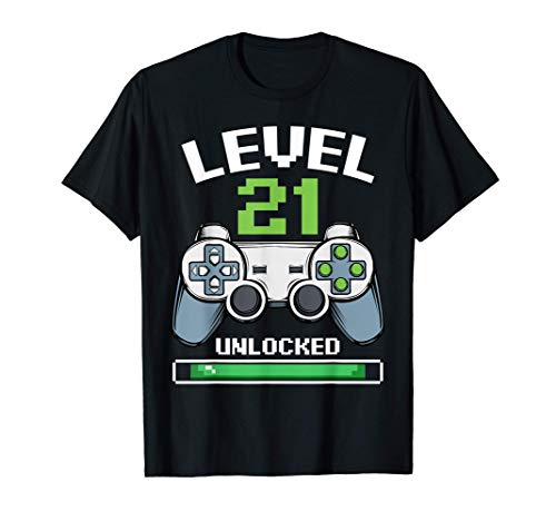 Nivel 21 Desbloqueado 21st Birthday I Love Gaming Gamer Bday Camiseta