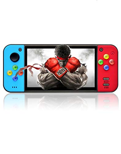 Nueva Pantalla LCD CZT 5.1 Consola de Juegos portátil de Colores fríos múltiples simuladores 5000 Juegos Integrados admiten Salida HDMI/Video/música batería de Litio Recargable (Azul-Rojo)