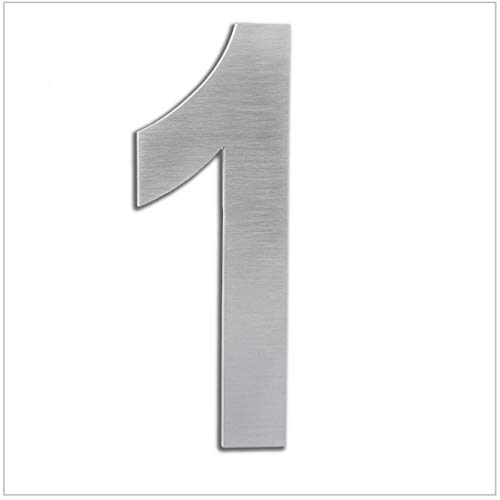 Numero de Casa Exterior, Portal o Garaje, 16 cm , Acero Inoxidable AISI 304, Instalación Adhesiva (Numero 1) Numero de Casa Exterior, Portal o Garaje, 16 cm , Acero Inoxidable AISI 304, Instalación Adhesiva (Numero 1)