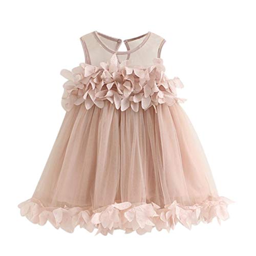Nvfshreu Xinantime - Vestido de princesa para bebé, sin mangas, estilo básico, cómodo y suave rosa 90 cm/12 meses