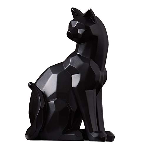 N/X Estatua Regalo Hogar Adornos Decorativas Estilo Origami Escultura de Gato geométrica en Blanco y Negro Figura Animal Abstracta Decoraciones Modernas para el hogar