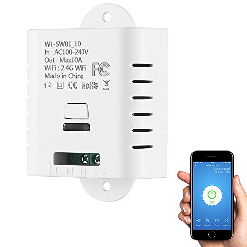ONEVER Smart WiFi Switch Module WiFi Inteligente Wireless 10A DIY No Hub Hubed Smart Home Timer Control Remoto de Voz Para Android iOS Trabajar con Alexa, Google Home