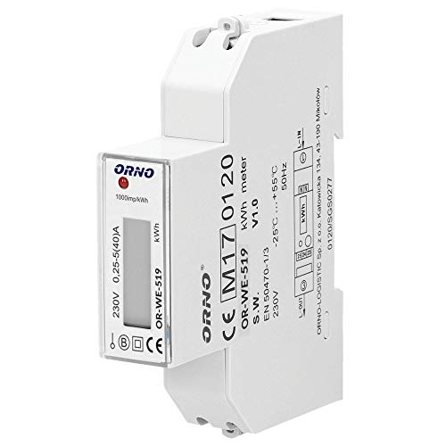 ORNO WE-519 Medidor De Consumo Electrico Monofásico Con Certificado MID y salida de pulso (sin luz de fondo)