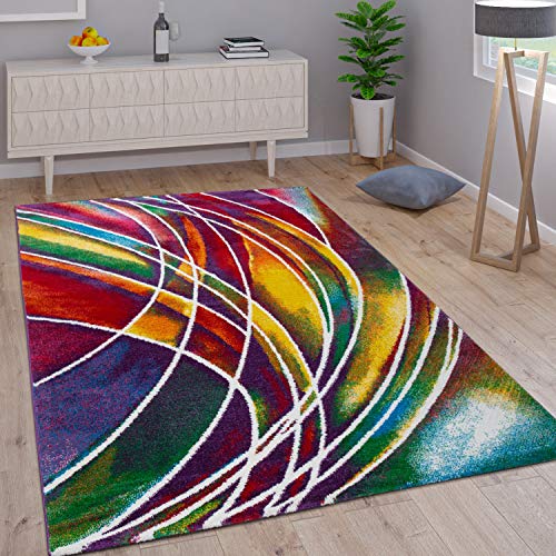 Paco Home Alfombra Moderna de Diseñador De Colores Mixtos Estampado Multicolor, tamaño:160x230 cm