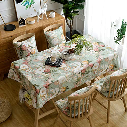 Pahajim Elegante Diseño de Estampado Floral Mantel Antimanchas Rectangular Impermeable Inicio Cocina Cena Picnic Mantel Decoración(Rectangular/Oval,140x260cm)