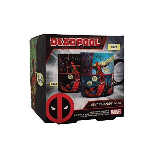 Paladone Products D18681E2F1 Taza termosensible Marvel Deadpool 400 ml, cerámica