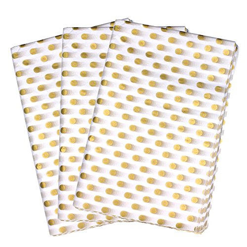 Papel de seda de regalo, 50 hojas con lunares blancos y dorados (50 x 76 cm) Papel de seda de regalo, 50 hojas con lunares blancos y dorados (50 x 76 cm)