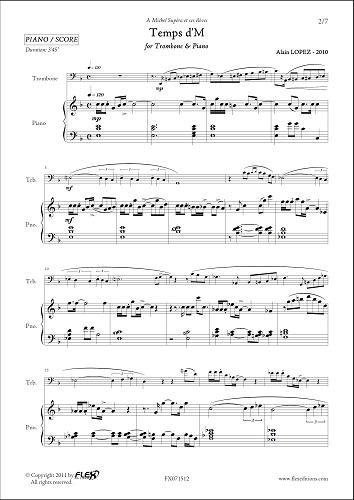 PARTITURA CLASICA - Temps d'M - A. LOPEZ - Trombone & Piano