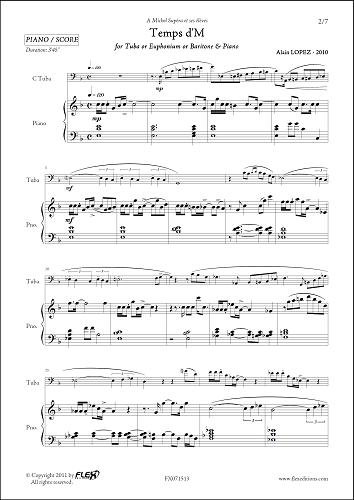PARTITURA CLASICA - Temps d'M - A. LOPEZ - Tuba/Euphonium & Piano