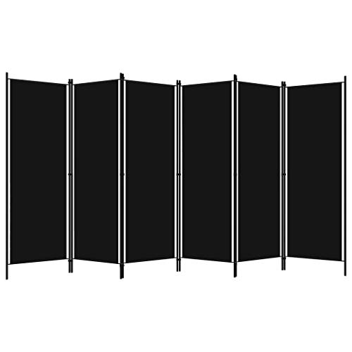 pedkit Biombo Divisor de 6 Paneles Biombo Separador Separador de Ambientes Biombos de Dormitorio Negro 300 x 180 cm