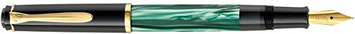 Pelikan Classic M200 983403 - Pluma estilográfica (punta M dorada, acero inoxidable, efecto mármol), color verde