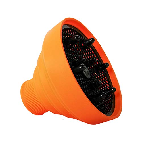 PHOENIX PRODUCTS Difusor de silicona plegable 2ª generación portátil de viaje universal secador profesional secador de pelo Kit aceites esenciales para cabello rizado perfecto natural fono naranja