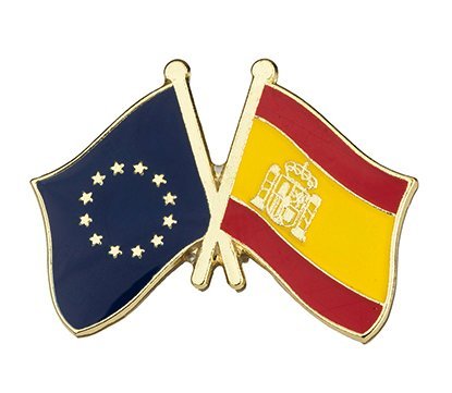 Pin de Solapa Bandera de la Unión Europea y Bandera de España | Pines Originales Para Regalar | Para las Camisas, la Ropa o para tu Mochila | Detalles Divertidos