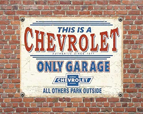 Placa de metal mecánica de Chevrolet Only Garage, Chevy, Workshop, Motor, 1145, tamaño mediano, 24,5 cm x 19,5 cm.