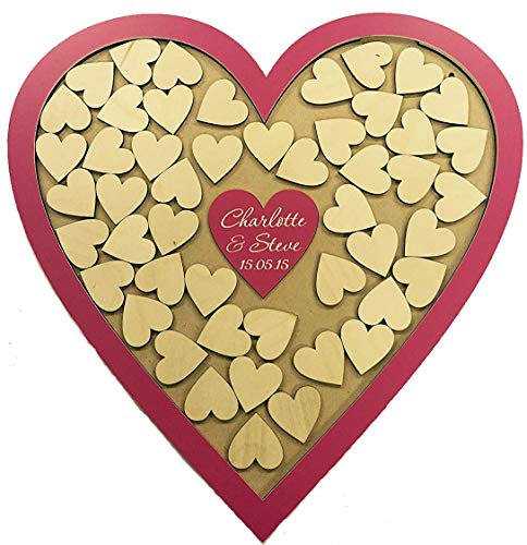 Placa personalizable en inglés para rosa con forma de corazón de madera libro de invitados para drop 104 diseño de corazones de recuerdos boda de caja de marco de diseño rústico 45 x 45 cm