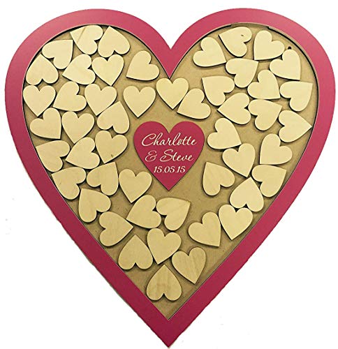 Placa personalizable en inglés para rosa con forma de corazón de madera libro de invitados para drop 104 diseño de corazones de recuerdos boda de caja de marco de diseño rústico 45 x 45 cm Placa personalizable en inglés para rosa con forma de corazón de madera libro de invitados para drop 104 diseño de corazones de recuerdos boda de caja de marco de diseño rústico 45 x 45 cm