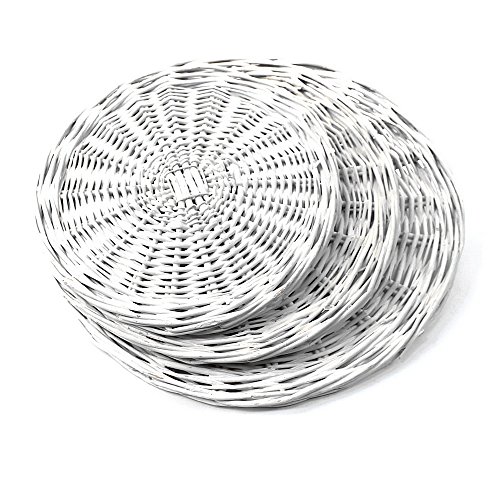 Plato de mimbre teñido en blanco, 20 cm/25 cm/30 cm/35 cm, plato (1 x 30 cm) Plato de mimbre teñido en blanco, 20 cm/25 cm/30 cm/35 cm, plato (1 x 30 cm)