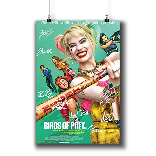Póster de la película Birds of Prey DC Comics Reprint firmado DC Comics A4 21 x 29 cm con pegatinas 2020, Margot Robbie autografiada y la fantástica emancipación de una Harley Quinn 1243-102
