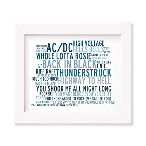 Póster enmarcado de ACDC con banda de regalos A4 con texto en inglés "Greatest Hits AC/DC Angus Young Back in Black Photo A3 Canción Art