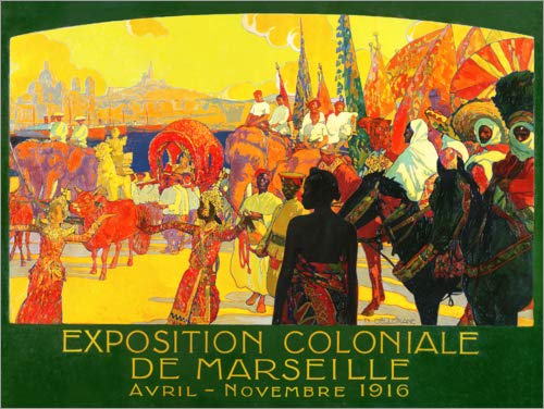 Posterlounge Cuadro de Madera 90 x 70 cm: National Colonial Exhibition in Marseille de David Dellepiane/Bridgeman Images