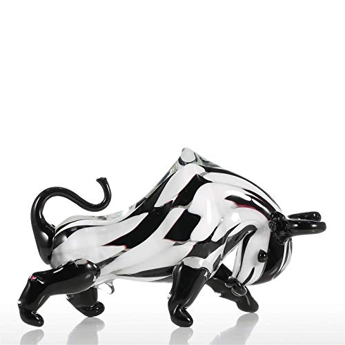 PQXOER Escultura de cristal blanco y negro de ganado de cristal Escultura para decoración del hogar de animales de regalo de artesanía decoración coleccionable Figuras