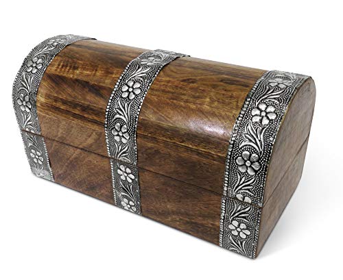 Purity Cofres de madera de estilo oriental con decoración de metal (pecho 30x15)