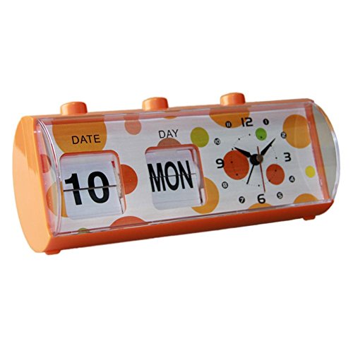 Push de botón de clic mesa Calendario reloj bisutería/despertador, naranja