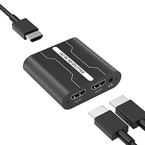 PWAYTEK Divisor HDMI de 1 entrada y 2 salidas, canal de salida de audio adicional, compatible con 4K x 2K @ 30Hz 1080P para Nintendo Switch Xbox PS4 Apple TV