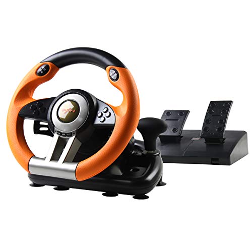 PXN V3 Volante de Carreras con Pedales Ajustables, 180 ° USB Universal Volante de Juego para PC, PS3, PS4, Xbox One, Nintendo Switch - Naranja PXN V3 Volante de Carreras con Pedales Ajustables, 180 ° USB Universal Volante de Juego para PC, PS3, PS4, Xbox One, Nintendo Switch - Naranja