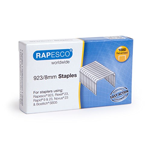 Rapesco Grapas - Caja de 1000 grapas 923/8 mm (tipo 23), para grapadoras de gruesos, metalizado 1236