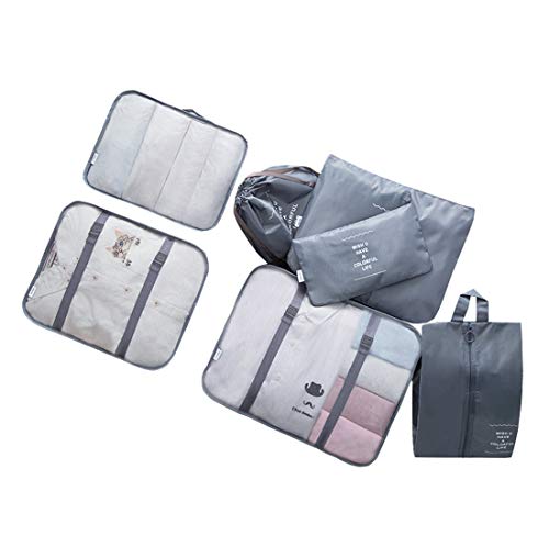 Repuhand 7Pcs Organizador de Equipaje Cubos de Embalaje para Viaje Bolsa de Equipaje Plegable Maleta de compresión Cubos Ropa de Viaje Artículos de tocador Zapatos Bolsas de Almacenamiento Repuhand 7Pcs Organizador de Equipaje Cubos de Embalaje para Viaje Bolsa de Equipaje Plegable Maleta de compresión Cubos Ropa de Viaje Artículos de tocador Zapatos Bolsas de Almacenamiento