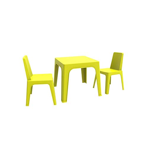 resol Julieta set infantil de 2 sillas y 1 mesa para interior, exterior, jardín - color verde lima