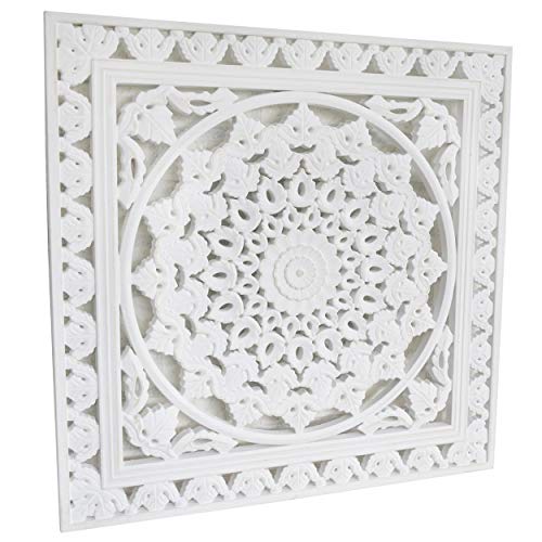 Retablo/Mural de Madera Tallada, para Decoración de Pared, Color Blanco Roto, Etnico, para Salón 50X1,5 X50cm - Hogar y Más Retablo/Mural de Madera Tallada, para Decoración de Pared, Color Blanco Roto, Etnico, para Salón 50X1,5 X50cm - Hogar y Más
