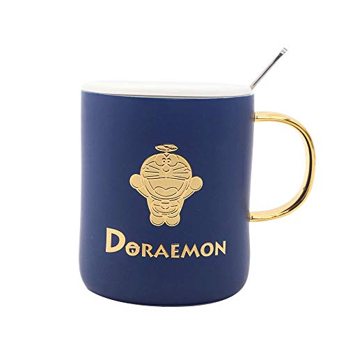 Rghfn Doraemon Doraemon en Relieve Copa Creativa de Alto Valor de cerámica Taza de café Masculina y Femenina Regalo de la Taza del Estudiante Adecuado for el café, té, Cacao (Color : Azul)