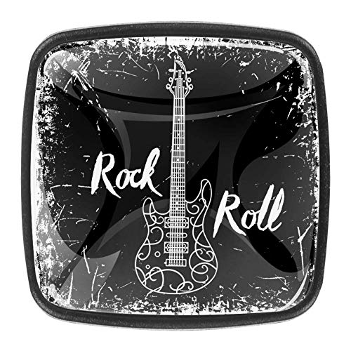 Rock Roll Guitarra eléctrica Música Cajón Perilla Tirador de puerta Mango 4PCS con tornillos para el hogar