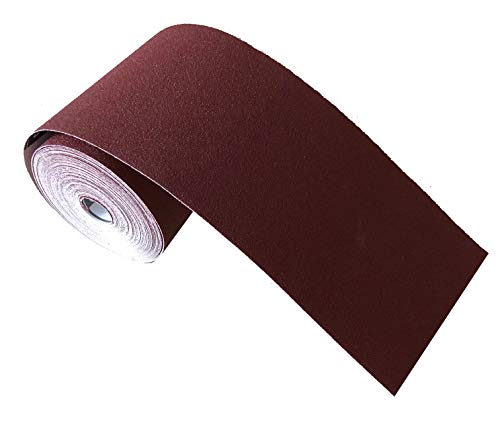 Rollo de papel de lija para metal y madera, 115 mm x 10 m, grano 120, corindón Rollo de papel de lija para metal y madera, 115 mm x 10 m, grano 120, corindón