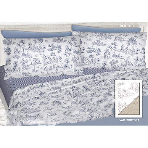 R.P. Juego de sábanas de algodón Belle Epoque Provenzal Shabby Made in Italy 4 medidas matrimonio 2 plazas azul R.P. Juego de sábanas de algodón Belle Epoque Provenzal Shabby Made in Italy 4 medidas matrimonio 2 plazas azul